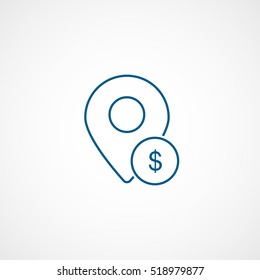 Map Pin Blue Line Icon On White Background