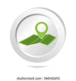 Map pin button, location icon illustration