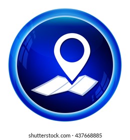 Map pin button, location icon illustration