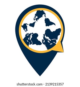 Map Pin and chat symbol logo design. Globe and chat with map pointer.	