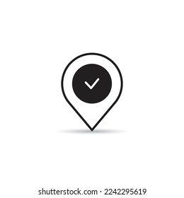 map pin and check mark icon on white background vector illustration