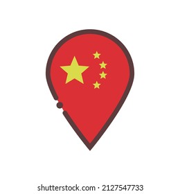 Map Pin Of Chinese Flag. Editable Vectors.