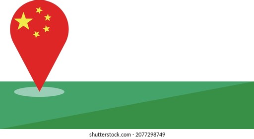 Map Pin With Chinese Flag. Vector.