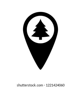Map pin the Christmas Tree icon, logo on a white background