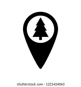 Map pin the Christmas Tree icon, logo on a white background