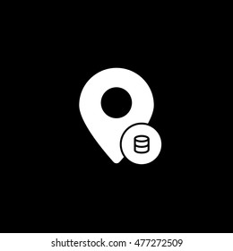 Map Pin Coin Flat Icon On Black Background