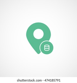 Map Pin Coin Green Flat Icon On White Background