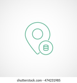 Map Pin Coin Green Line Icon On White Background