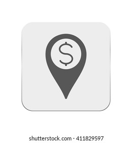 Map pin with coin icon.