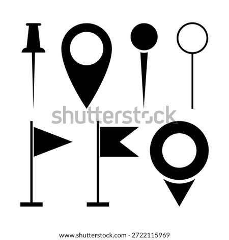 Map pin collection. geo mark. map pin sign. location pointers. pushpin board marker. mark specific spots. show routes, indicate points of interest, navigation, GPS locations, travel pointer