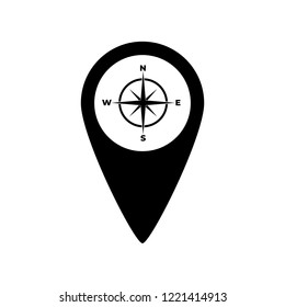 Map pin compass icon, logo on white background