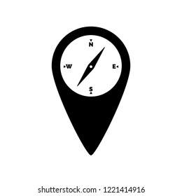 Map pin compass icon, logo on white background