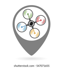 Map pin with copter icon