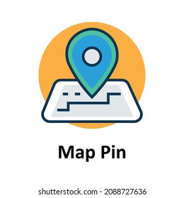 Map Pin With Crane Outline with fill colors vector icon editable