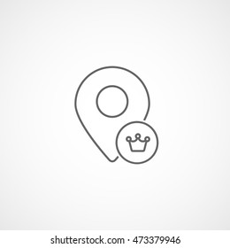 Map Pin Crown Liked Line Icon On White Background