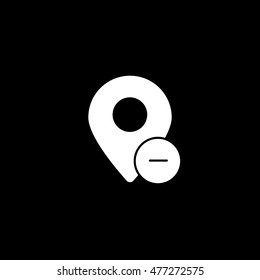 Map Pin Delete Remove Disabled Flat Icon On Black Background