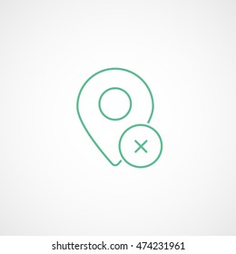 Map Pin Delete Remove Green Line Icon On White Background