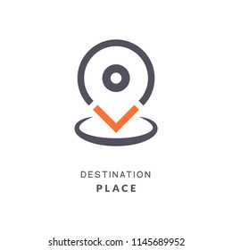 Map pin destination icon. GPS place sign flat vector marker. GPS destination pin sign.