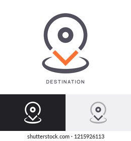 Map pin destination icon. GPS place sign flat vector marker. GPS destination pin sign.