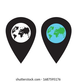 Kartenziel-Zeichen. mit Erde. Geolokation. Vektorillustration