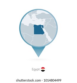 Map pin with detailed map of Egypt and neighboring countries.