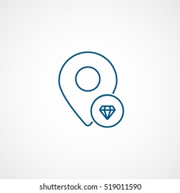 Map Pin Diamond Blue Line Icon On White Background