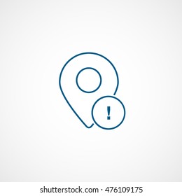 Map Pin Exclamation Blue Line Icon On White Background