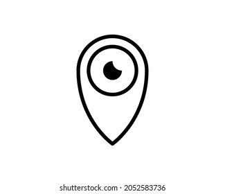 Map Pin and eye vector logo symbol illustration design sign icon isolated on white