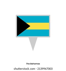 Anclaje de mapa con bandera del diseño vectorial de Bahamas