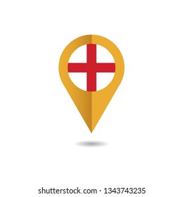 map pin Flag of Englad, England flag template design. Vector Eps 10