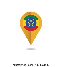 Map pin flag of Ethiopia, Ethiopia flag template design. Vector Eps 10