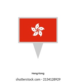 Anclaje de mapa con bandera del diseño vectorial de Hong-Kong
