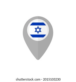 Map pin with the flag of Israel.
