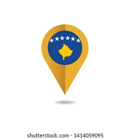 Map pin Flag of Kosovo, Kosovo flag Template Design. Vector Eps 10