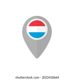Map pin with the flag of Luxembourg.