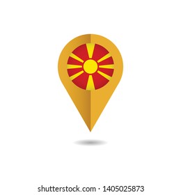 Map pin Flag of Macedonia, Macedonia flag template design. Vector Eps 10