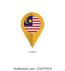 Map pin Flag of Malaysia, Malaysia flag template design. Vector Eps 10