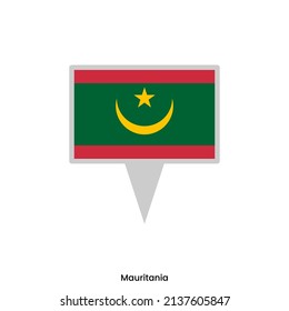 Anclaje de mapa con bandera de Mauritania de diseño vectorial