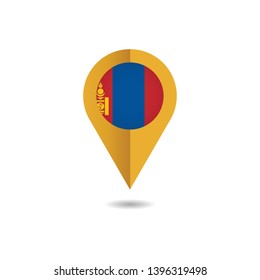 map pin Flag of Mongolia, Mongolia flag template design. Vector Eps 10