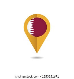 Map Pin Flag of Qatar, Qatar flag template design. Vector Eps 10
