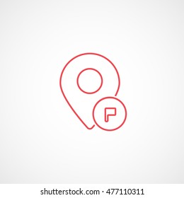 Map Pin Flag Red Line Icon On White Background