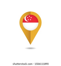 Map Pin Flag Of Singapore, Singapore Flag Template Design. Vector Eps 10