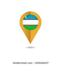 map pin Flag of Uzbekistan, Uzbekistan flag template design. Vector eps 10