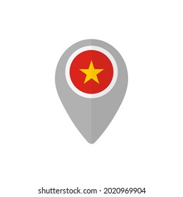 Mapa con la bandera de Vietnam.