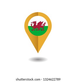 map pin Flag of Wales vector illustration