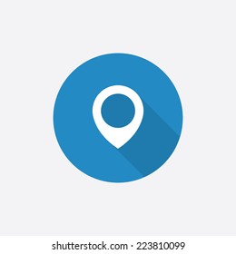 map pin Flat Blue Simple Icon with long shadow, isolated on white background map pin Flat Blue Simple Icon with long shadow, isolated on white background