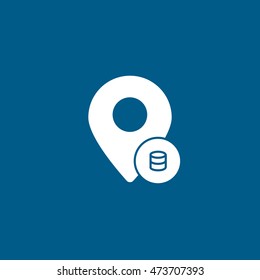 Map Pin Flat Coin Icon On Blue Background
