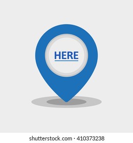 Map Pin Flat Design Modern Blue Icon