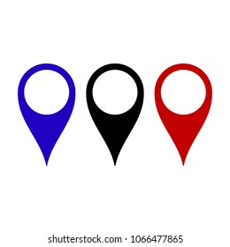 Map pin flat design style modern icon. Vector red, blue and black