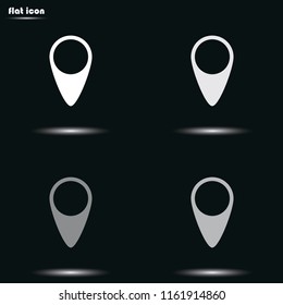Map pin flat grayscale vector icon.